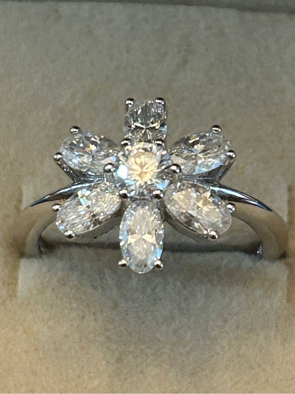 2.00CTW Sparkling Oval & Round Cut Moissanite Floral Cluster Ring 925 SSilver